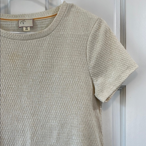 Anthropologie Postage Stamp Creme Textured Top w/ Gold Glitter Thread - Sz Small - Picture 4 of 14